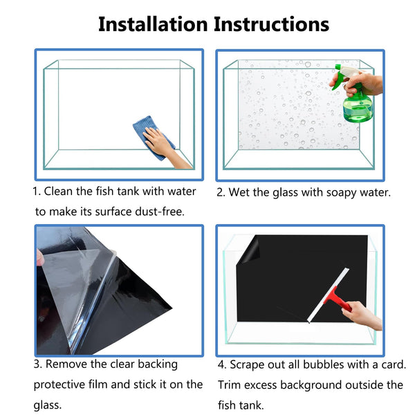 XCNO Aquarium Background Static Cling Black Fish Tank Background Wallp