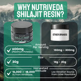 Shilajit Resin 600mg - Gold Grade Pure Organic Himalayan Shilajit with 85+ Trace Minerals and Fulvic Acid for Energy and Immune Support - 30 Grams (Naturally Bitter, Potent)