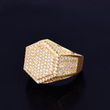 Gold Color Men's Ring 18 K Copper Charm AAA Cubic Zircon Fashion Jewelry Hip Hop Men's ring
