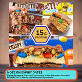 JLKSnickers, Mars, M&Ms Hi Protein Bars Variety 12 Pack - Bundled with Mints - Snickers High Protein Bars and Others, 15-22g Protein per Bar - 12 Bars (660g Total)