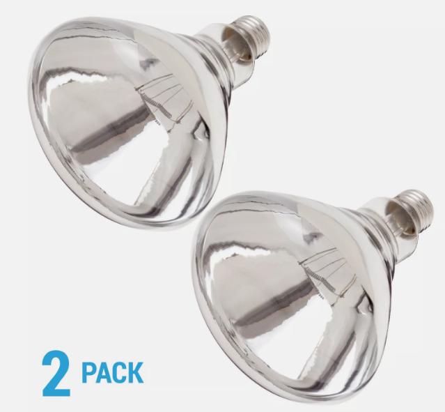 2 Pack Satco S4885 120V 250W R40 Medium E26 Base Shatter Proof Clear Heat Lamp