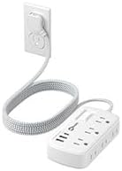 Long Extension Cord 20 ft - Flat Plug Small Power Strip Surge Protetor with 6 Outlets 3 USB (5V/3.4A 17W) Charging Ports, Multi Plug Wall Outlet Splitter for Home Office Dorm Roomc, White