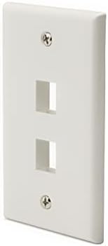trueCABLE 2 Port Single Gang Keystone Wall Plate, UL Listed, Low Profile Design, Universally Compatible with Modular Ethernet, A/V, Coaxial, and Optical Fiber Keystones, 1 Pack, White