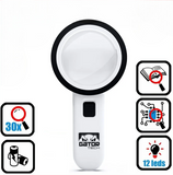 GATOR TECH Magnifying Glass Bright LED Light Handheld Jumbo Illuminated 30x Magnifier Large