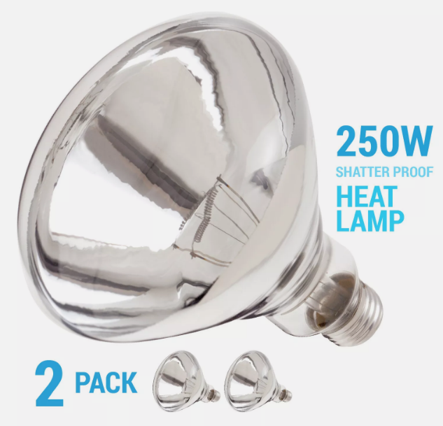 2 Pack Satco S4885 120V 250W R40 Medium E26 Base Shatter Proof Clear Heat Lamp