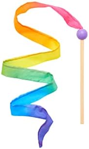 Sarah's Silks Mini Rainbow Streamer - Long Ribbon Wand for Kids, Pretend Play, Dance, Baton Stick Twirling, and Gymnastics Party Favors | 100% Silk and Wood Montessori and Waldorf Toys (1)