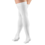 Truform 20-30 mmHg Compression Stockings for Men and Women, Thigh High Length, Dot Top, Closed Toe, White, Large