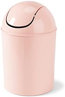 Umbra 1.25-Gallon Mini Waste Can w/Swing-Top Lid - Small Garbage Bin for Compact Spaces Under Tables & Counters, Miniature Trashcan, Removable Lid for Kitchens Bathrooms Bedrooms Dorms, Pink