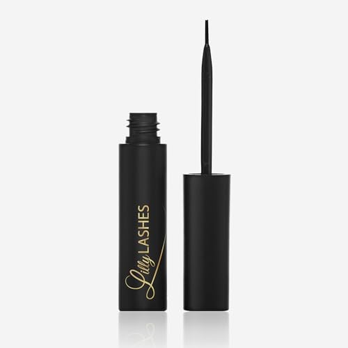 Lilly Lashes Black Eyelash Glue, Brush On Lash Glue for False Eyelashes, Eyelash Extension Glue for Fake Eyelashes, Latex Free Lash Adhesive for Eyelash Extensions, Pair with Lilly Lashes