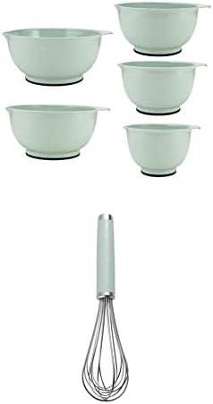 KitchenAid - KE178OSPIA Classic Mixing Bowls, Set of 5, Pistachio & KitchenAid Gourmet Utility Whisk, 10.5-Inch, Matte Pistachio