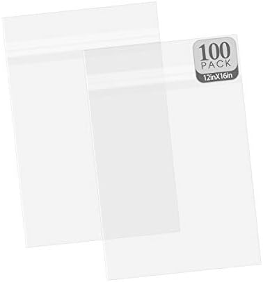Golden State Art, 100 Pack Clear Bags for Mats, Pictures, Acid-Free, 12-2/5" x 16-1/2"