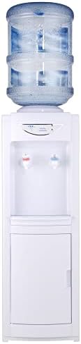 Water Cooler Dispenser, Hot&Cool Top Loading Water Dispenser 5 Gallons Water Coolers with Child Safety Lock Removable Drip Tray & Storage Cabinet (White)