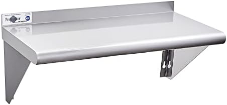 Profeeshaw NSF Stainless Steel Shelf 12” x 24”, 230 lb Commercial Shelves Wall Mounted Metal Shelving with Backsplash and 2 Brackets for Restaurant, Bar, Utility Room, Kitchen and Garage