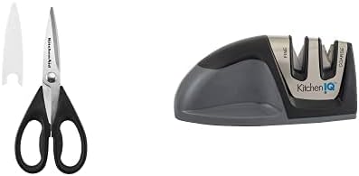 KitchenAid All Purpose Shears, One Size, Black/Black & KitchenIQ 50009 Edge Grip 2-Stage Knife Sharpener, Black