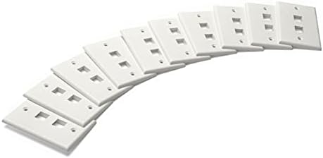 trueCABLE 2 Port Single Gang Keystone Wall Plate, UL Listed, Low Profile Design, Universally Compatible with Modular Ethernet, A/V, Coaxial, and Optical Fiber Keystones, 10 Pack, White