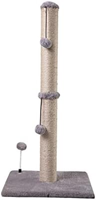 MECOOL 34“ Tall Cat Scratching Post Premium Basics Kitten Scratcher Sisal Scratch Posts Trees with Hanging Ball for Indoor Cats, Gray