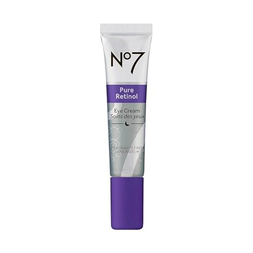 No7 Pure Retinol Eye Cream - Under Eye Cream for Wrinkles, Fine Lines & Puffiness with 0.5% Retinol - Infused with Shea Butter to Smooth and Hydrate Skin (0.5 Oz)