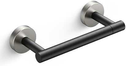 FORIOUS Toilet Paper Holder Wall Mount, Stainless Steel Rustproof Double Post Pivoting Tissue Roll Holder for Bathroom, Commercial Toilet Paper Dispenser, Brushed Nickel and Black