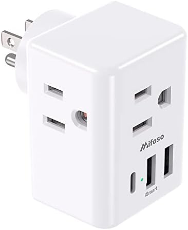 2 Pack Outlet Extender Multi Plug Outlet, USB Wall Charger with 3 USB Ports (1 USB C), No Surge Protector Cruise Essentials for Ship and Travel, ETL Listed