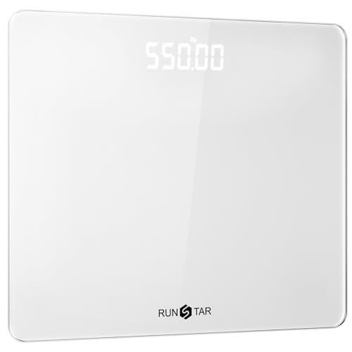 RunSTAR 550lb Scale for Body Weight with Ultra-Wide Platform and Large LED Bezel-Less Display, Accurate High Precision Digital Bathroom Scale with Extra-High Capacity