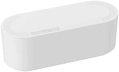 D-Line Cable Management Box, Power Strip Holder, Floor Outlet Hider, Desk Cord Organizer, Cover TV Wires, 12.75" (L) x 5" (W) x 4.5" (H), for use with Power Strips up to 10.5in Length - Small, White