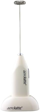 Aerolatte Milk Frother with Counter Stand, The Original Steam-Free Frother, Ivory, Batteries Included
