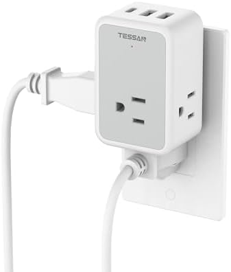 USB Wall Charger 15W, TESSAN Surge Protector Multi Plug Outlet Splitter with USB C, 3-Sided Multiple Outlet Expander for Home Office Dorm Room Essentials
