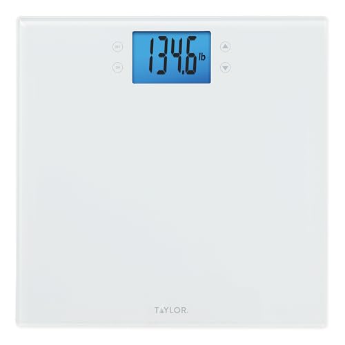 Taylor Digital Body Composition Scale w/Cal-Max, Bathroom Scale for Body Weight, Measures Body Fat, Body Water, & Muscle Mass Percentages, 4 User Recognition, FSA HSA Eligible, 400 lb Capacity, White