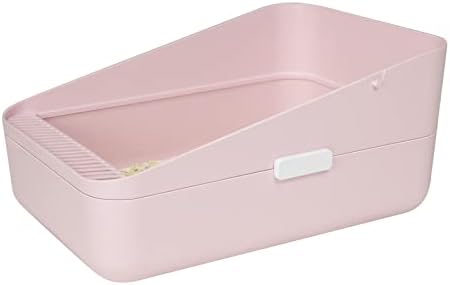 Open Prevent Sand Leakage, Durable High Side Sifting Litter Box for Small Cats,Secure and Odor , Removable Litter Box, Easy to Clean (Pink Small)