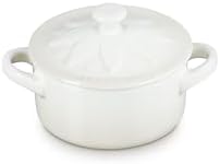 Le Creuset Stoneware Mini Round Cocotte with Flower Lid, 8oz., Meringue