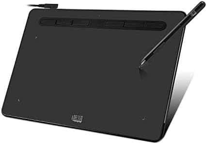 Adesso Cybertablet K8 Graphic Drawing Tablet – 8"x5" Active Area, 8192 Levels Pressure Sensitivity, Battery-Free Stylus, 5080 LPI, 6 Customizable Shortcut Keys – Compatible with Windows & Mac OS