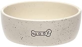 Pearhead Woof Ceramic Dog Bowl, Gifts for Pet Owners, Holds 3 Cups, Dog Gift, Medium Water and Food Dish, Microwave and Dishwasher Safe