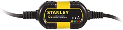 STANLEY BM1S Fully Automatic 1 Amp 12V Battery Charger/Maintainer with Cable Clamps and O-Ring Terminals