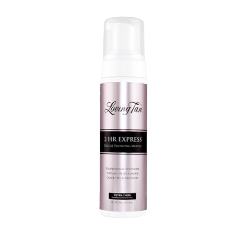 Loving Tan 2 HR Express Mousse, Ultra Dark- Streak Free, Natural looking, Professional Strength Sunless Tanner - Up to 5 Self Tan Applications per Bottle, Cruelty Free, Naturally Derived DHA-6.7 FL Oz