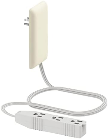 LIDER Flat-Face Outlet Extender with 3 Receptacles, Ultra-Thin Wall Plate Plug with Cord Extender and 3-Outlet Power Strip, 3ft Cord, LWE3-315-LA, Light Almond