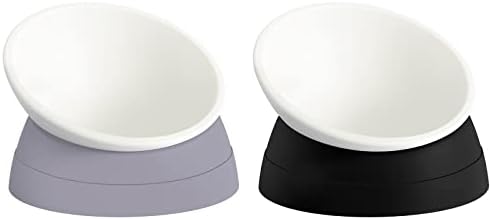 2Pcs Cat Bowls Elevated Cat Food Bowl Adjustable Cat Dish Anti-Slip and Anti-Noise Raised Cat Bowl Protecting Pet’s Spine Thickened Plastic Bowl Suitable for Indoor Cats, 17 Oz