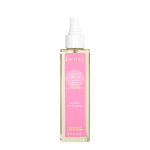 Pacifica Hair Perfume & Body Fragrance Spray Mist - Flower Moon with Jasmine, Peach & Vanilla – Alcohol-Free, Vegan & Cruelty-Free, 6.5 oz