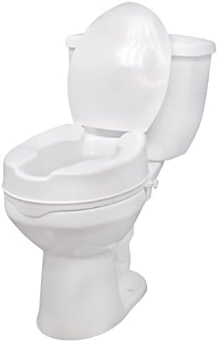Drive Medical Raised Toilet Seat with Lock and Lid, Standard Seat, 4"