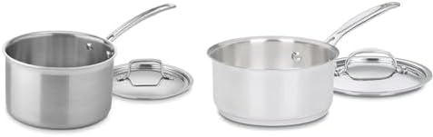 Cuisinart 4-Quart Skillet, Stainless Steel Cookware Multiclad Pro Triple Ply Saucepan w/Cover, MCP194-20N & 1.5 Quart Saucepan w/Cover, Chef's Classic Stainless Steel Cookware Collection, 719-16