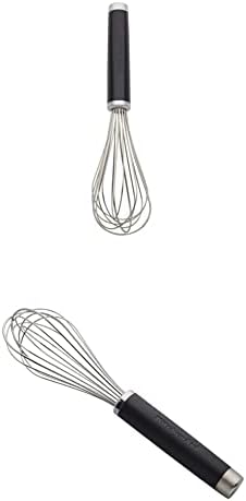 KitchenAid KE060OHOBA Classic Utility Whisk, One Size, Black 2 and KitchenAid Gourmet Utility Whisk, 10.5-Inch, Matte Black