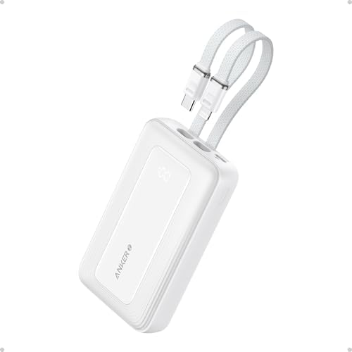 Anker Zolo Power Bank, 10,000mAh 30W Max Fast Portable Charger with Built-in USB-C and MFi Certified Lightning Cables, 1 USB-C, 1 USB-A, Battery Pack for iPhone 16/15 Series, MacBook, Galaxy