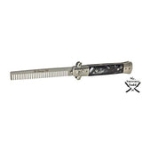 Stainless Steel Switchblade Foldable Comb (Black) - Push Button - Mr Sweeney Todd Flick Comb/Display Box