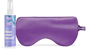 ASUTRA Dream Sleep Bundle, 2 Products - Purple Silk Eye Mask Filled with Lavender and Flax Seeds, Melatonin Lotion with Magnesium and Shea Butter