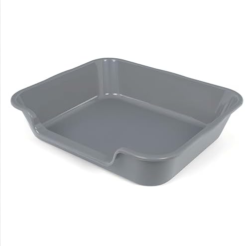 1 Pack of Extra Large Cat Litter Box (ABS Material), Low Entry Senior Litter Pen for Geriatric Kitty Big Cats, Jumbo Pet Safe Litter Boxes Tray for Indoor Pets Potty (Gray, 24" L x 20" W)