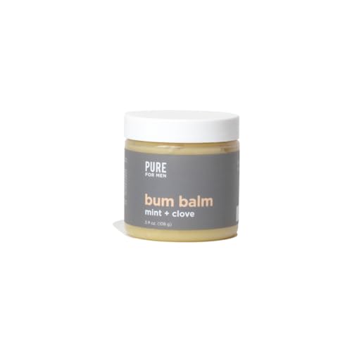 Pure for Men Bum Balm | Raw Lotion for Men | All Purpose Skin Hydration and Deodorizing Balm | Raw Shea Butter, Mint and Clove | 3.8 oz.