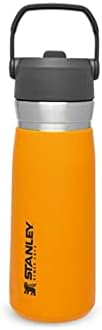 STANLEY IceFlow Stainless Steel Water Bottle with Straw 0.65L - Keeps Cold For 12+ Hours - Leakproof Insulated Water Bottles - BPA-Free Thermal Flask - Dishwasher Safe - Saffron