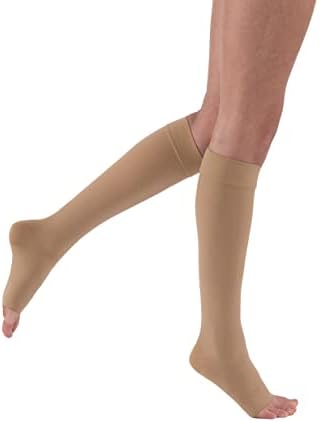 JOBST Relief 30-40 mmHg Compression Stockings, Knee High, Open Toe, X-Large Full Calf, Beige