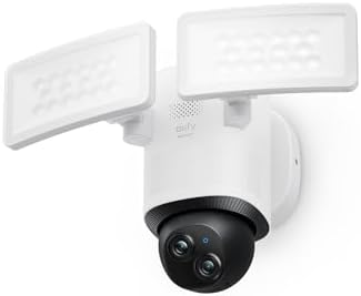 eufy Security Floodlight Camera E340 Wired,360° Pan and Tilt,24/7 Recording,Dual-Band Wi-Fi, 2,000 Lumens,Motion-Activated,Dual Camera,HomeBase 3 Compatible,Local Storage,No Monthly Fee (Renewed)
