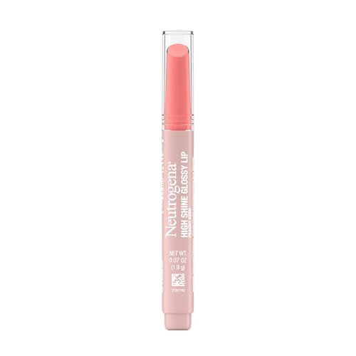 Neutrogena High Shine Glossy Lip with Maracuja Oil + Vitamins & Antioxidant Vitamin E, Nourishing Glossy Lip, Non-Retractable, Pigmented For Buildable Color, Peachy Keen, 0.07 oz