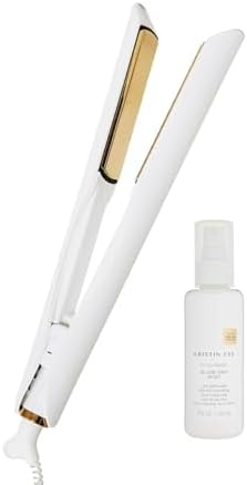 Kristin Ess 3-in-1 Titanium Curling & Straightening Iron with Heat Protectant Spray - 1 1/4" Dual Voltage Ionic Professional Styler
